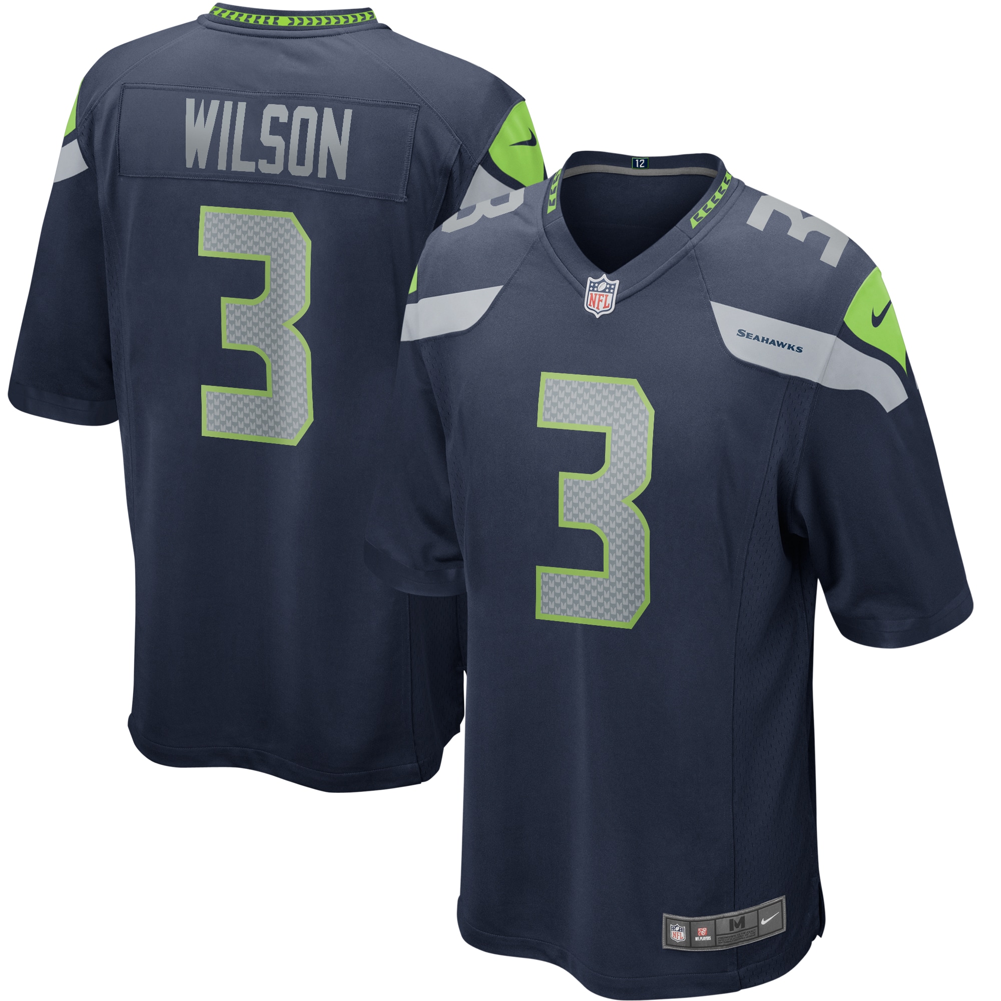 Men’s Seattle Seahawks Russell Wilson College Navy Game Player Jersey