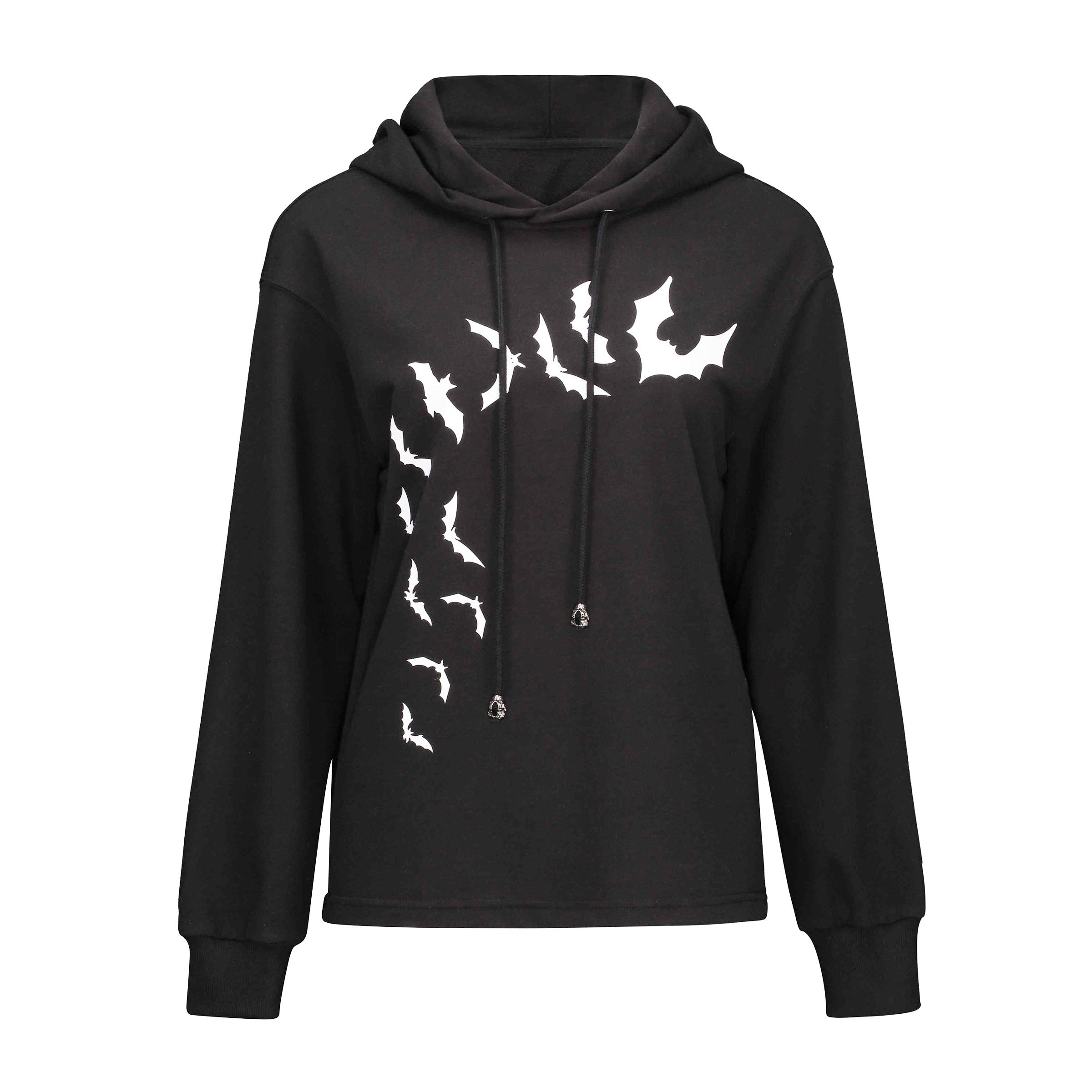 Black Gothic Hooded Pullover Sweatshirt