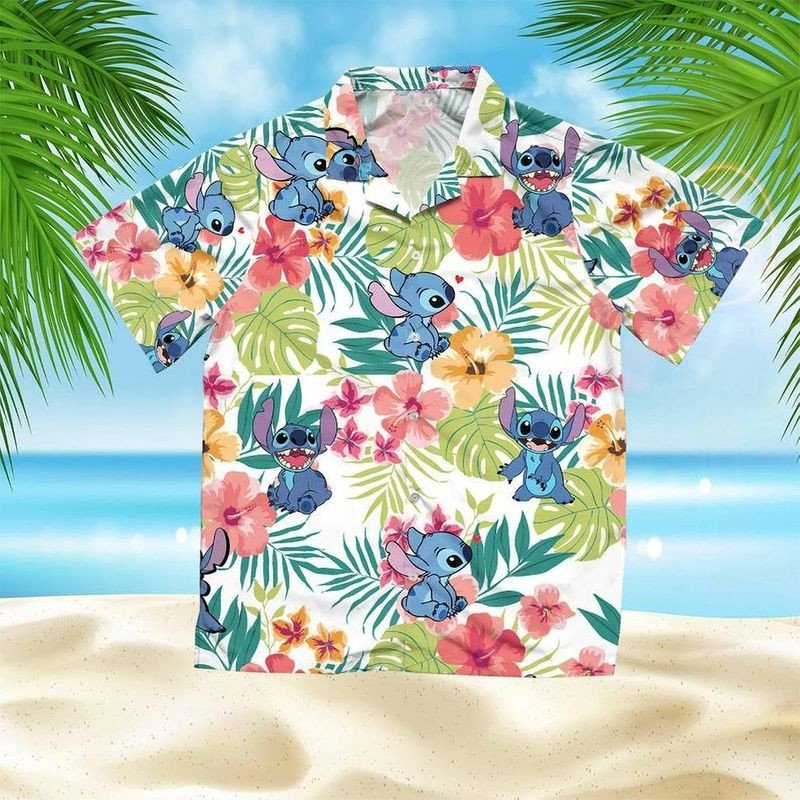 Lilo And Stitch Cute Ii Graphic Print Short Sleeve Hawaii Shirt Ha26101