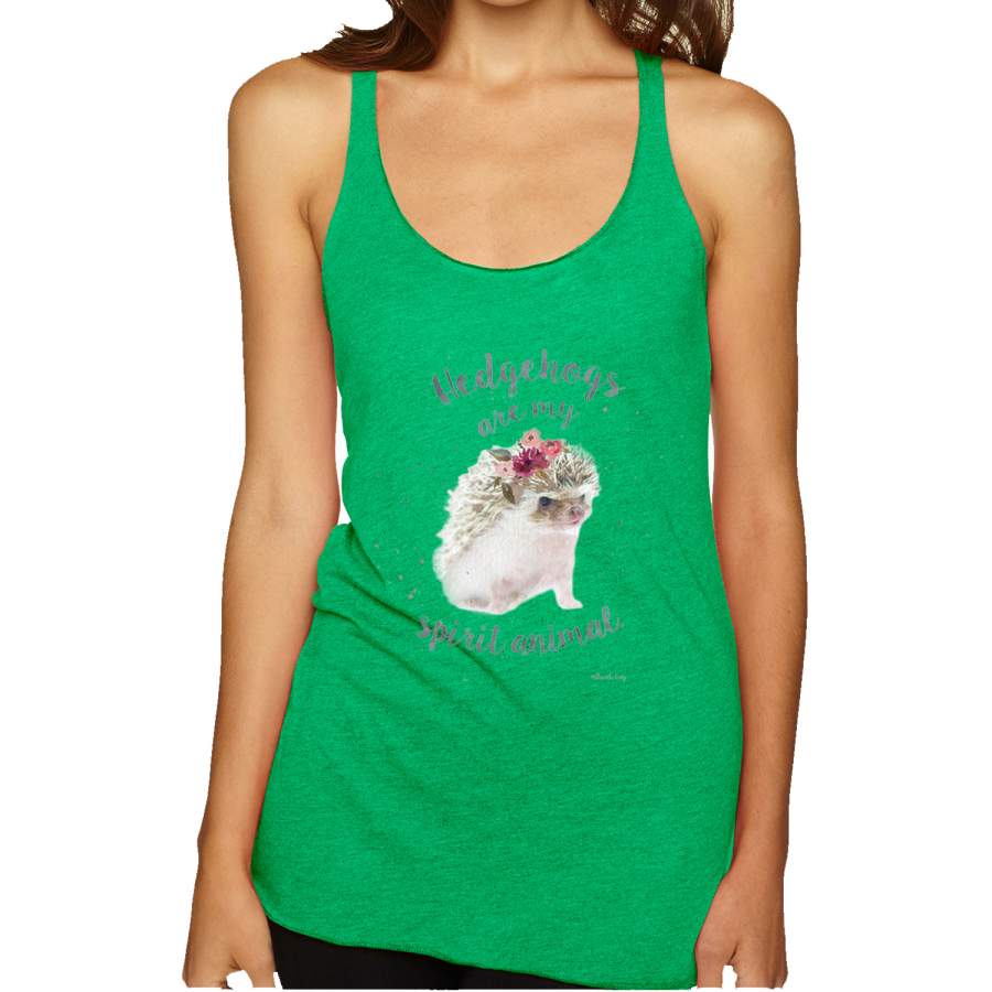 Hedgehogs Are My Spirit Animal Cute Wild Hedgehog Animal Lover Tri-Blend Racerback Tank Top