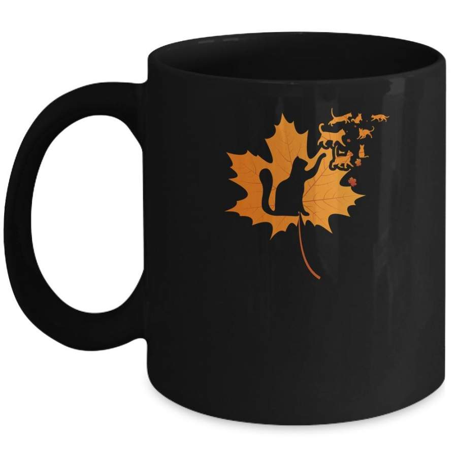 Maple Cat Leaf Fall Hello Autumn Funny Cat Kitten Lover Mug