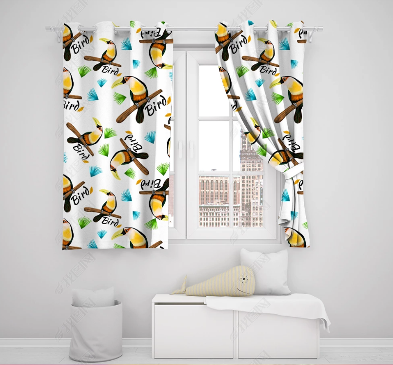 3D Hand Drawn Animal Long Billed Bird Curtains And Drapes Lqh 66