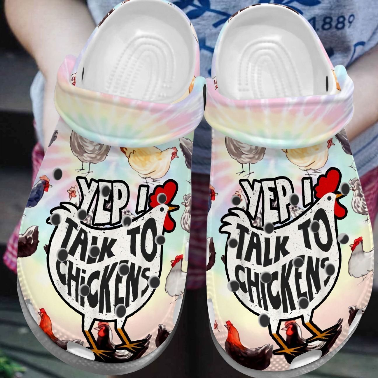 Yep I Talk To Chicken Personalize Clog, Custom Name, Text, Fashion Style For Women, Men, Kid, Print 3D