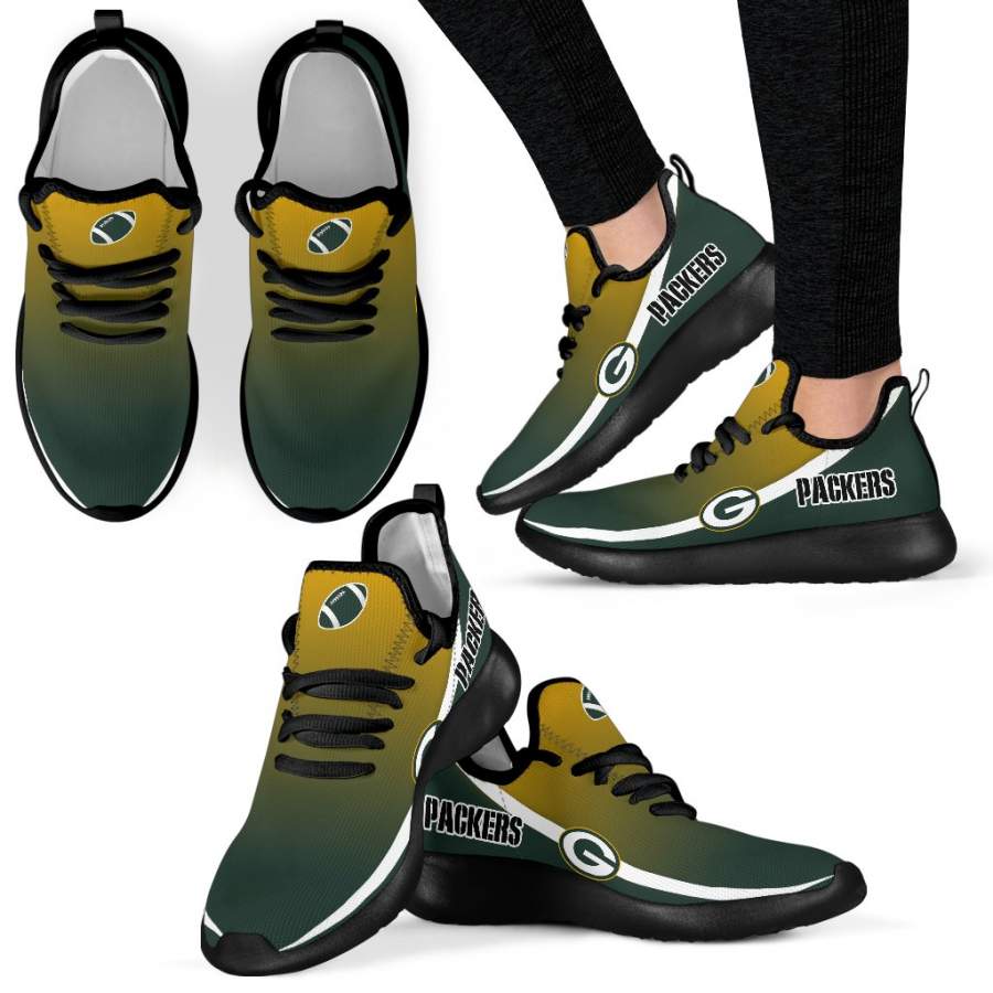 New Style Top Logo Green Bay Packers Mesh Knit Sneakers