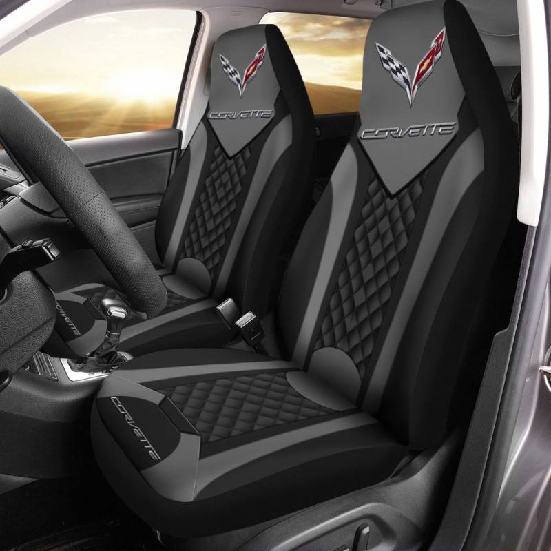 Chevrolet Corvette LPH Car Seat Cover (Set of 2) Ver 3 (Black)