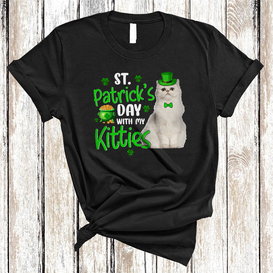 St. Patrick’S Day With My Kitties Funny Cool Irish Leprechaun Cat Kitten Shamrock Lover Gifts T-Shirt