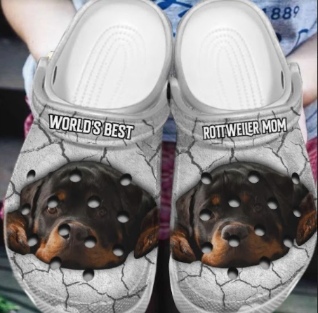 Rottweiler Personalized Clog, Custom Name, Text, Color, Number Fashion Style For Women, Men, Kid, Print 3D World’S Best Rottweiler Mom