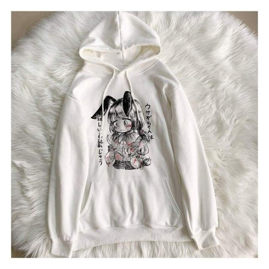 Kawaii Hooded Hoodies Harajuku Anime Rabbit Girl Female Sweatshirt