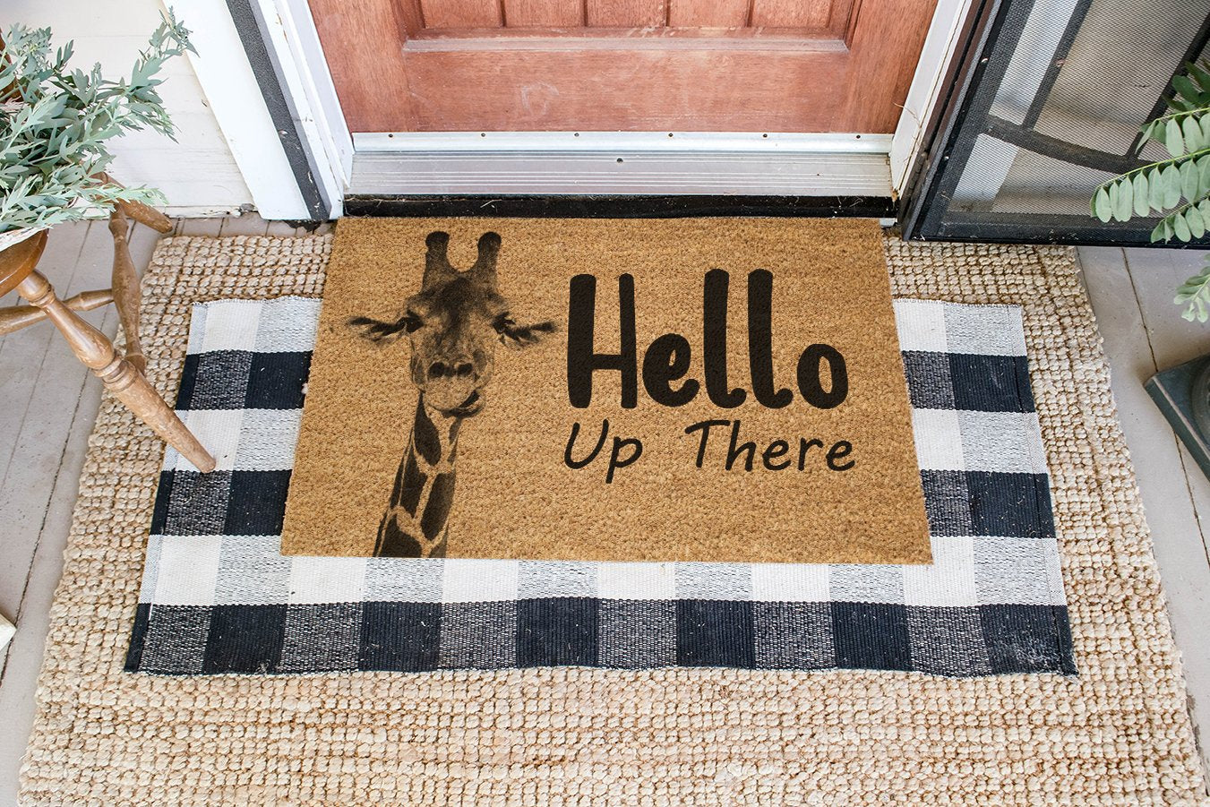 Hello Up There Coir Pattern All Over Printing Doormat Pre2212