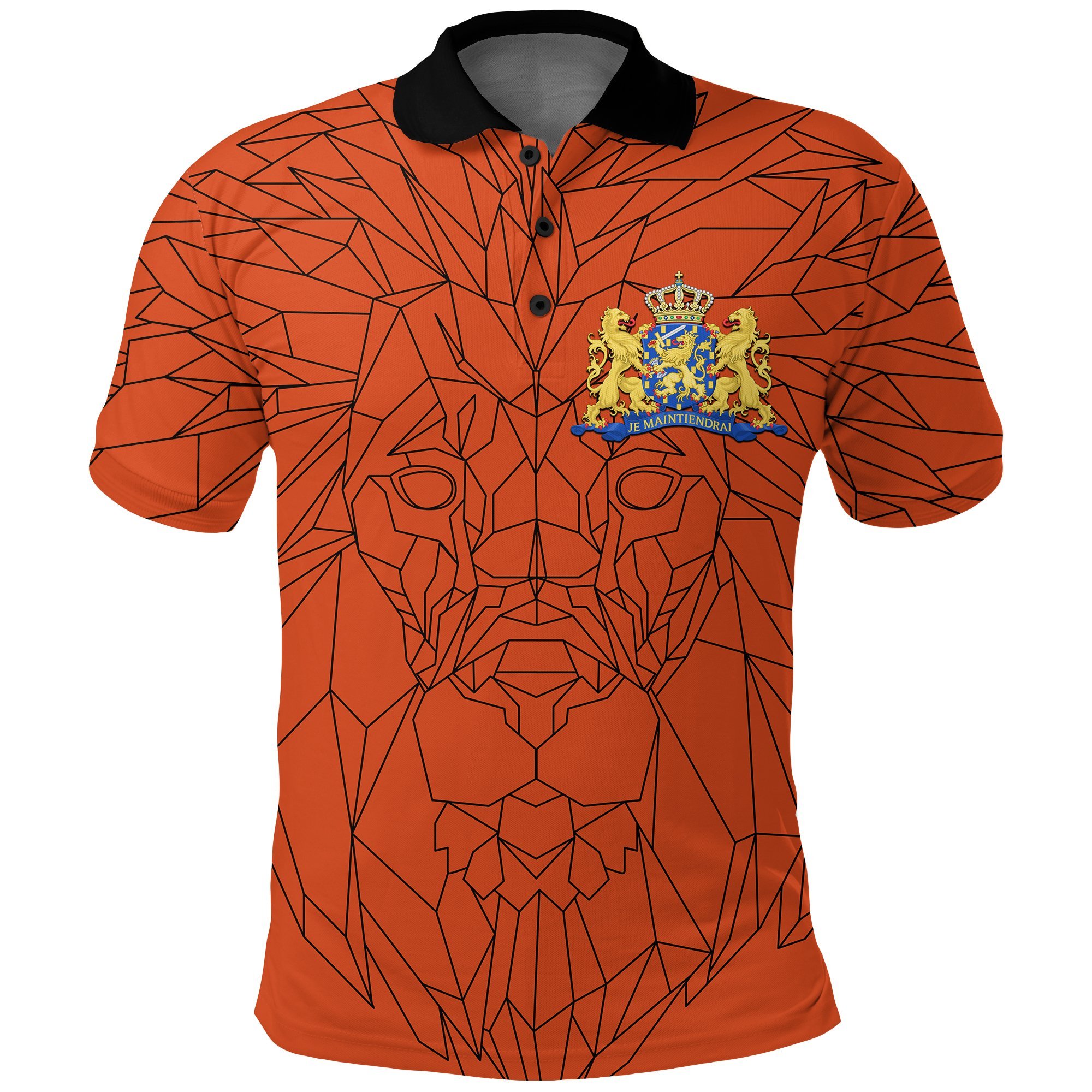 The Netherlands Polo Shirt Geometric Lion Orange K4