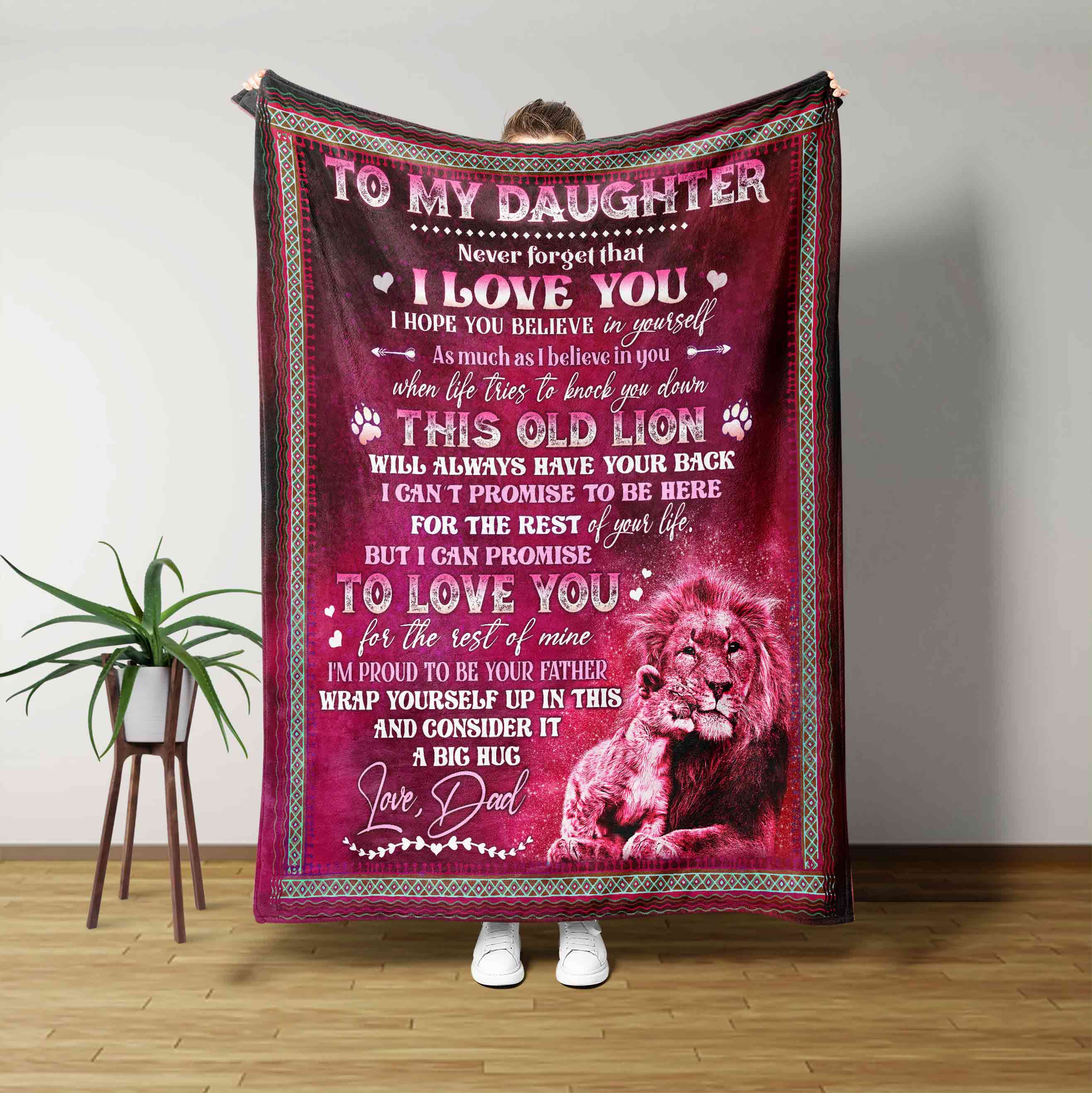 To My Daughter Blanket, Blanket For Daughter, Lion Blanket, Custom Name Blanket, Family Blanket, Gift Blanket