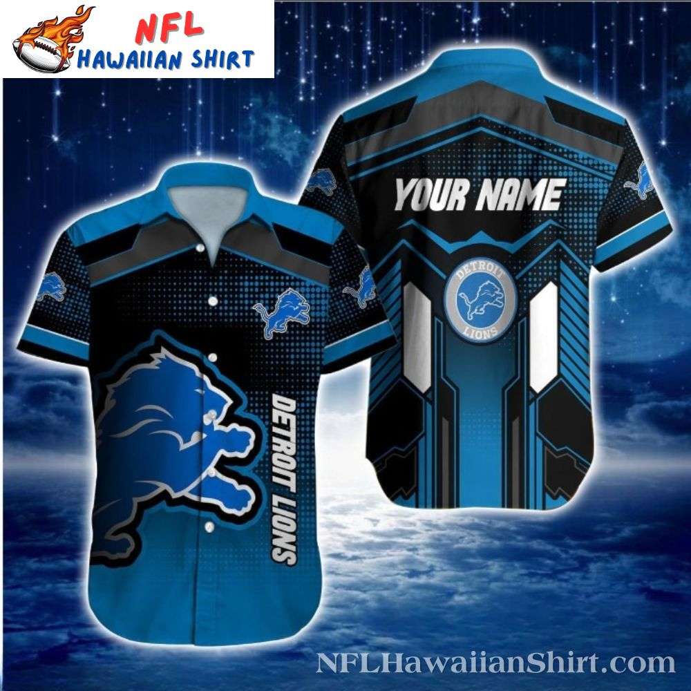 Cyber Grid Detroit Lions Customizable Hawaiian Shirt