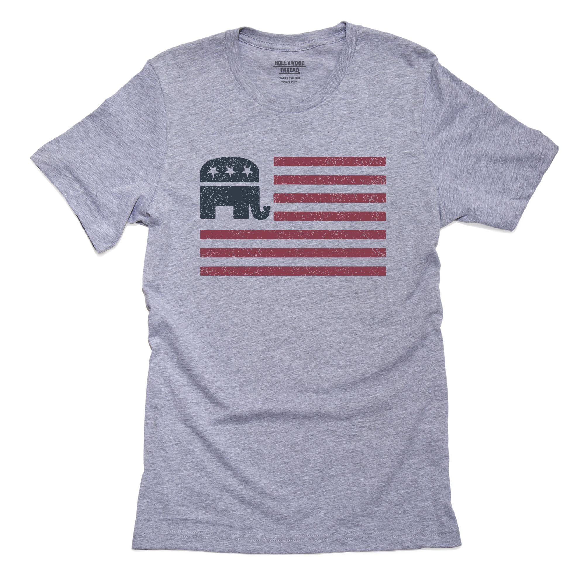 Republican American Flag Elephant Conservative Political T-Shirt, Framed Print, Pillow, Golf Towel