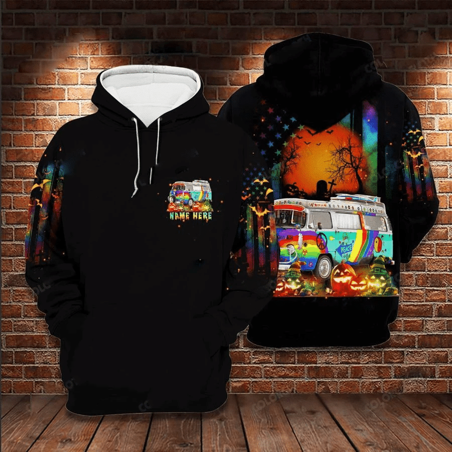 Personalized Hippie Car In The Halloween Night Hoodie 3D #Xh