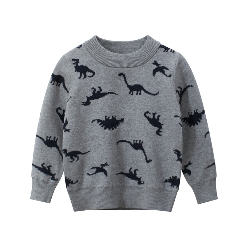 2021 Autumn Children Thin Sweater Boys Girls Clothes Cute Dinosaur Cartoon Cotton Long Sleeve Kids Baby Sweatshirts 1-9 Years alx