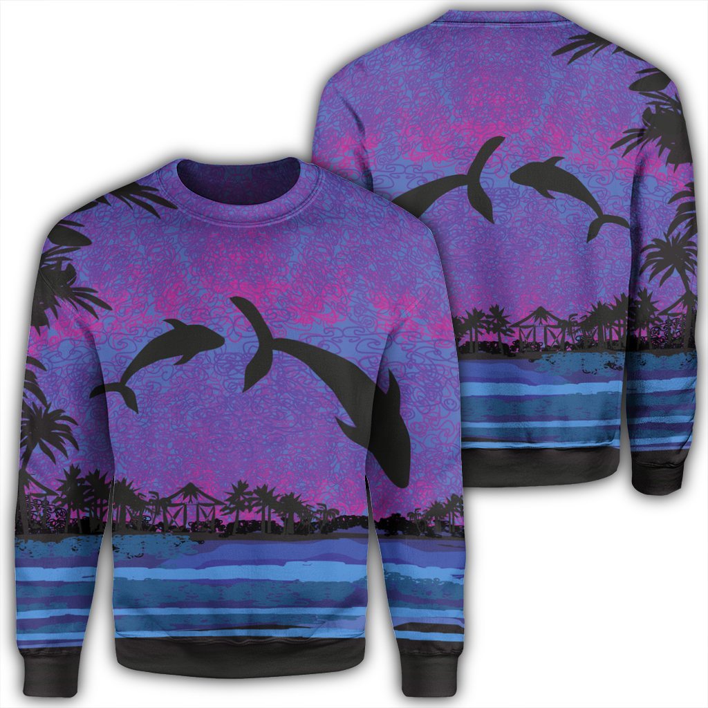 Hawaiian Dolphin In Night Polynesian Sweatshirt – AH – JR