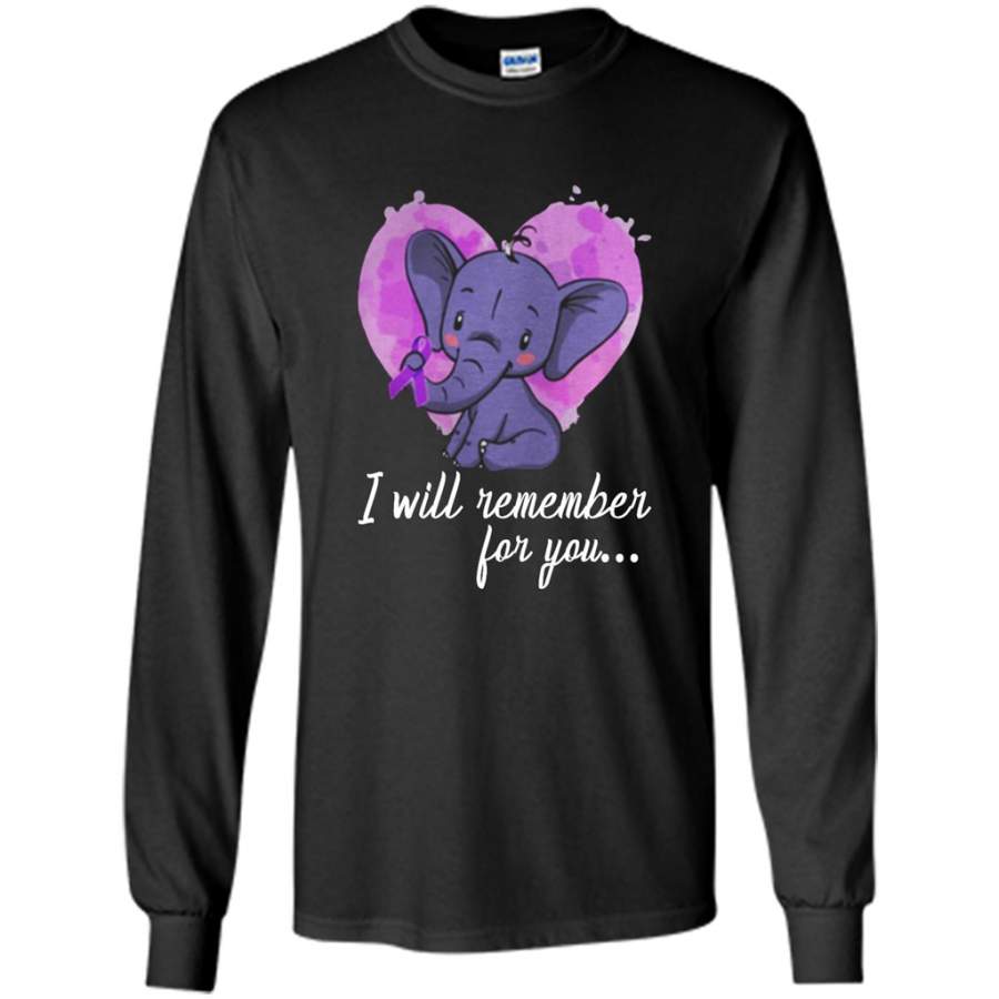 Baby Elephant Alzheimers Heart I Will Remember For You – Gildan Long Sleeve Shirt