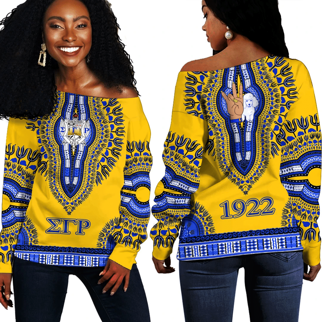 Sorority Sweatshirt – Sigma Gamma Rho Dashiki Ver2 Women Off Shoulder