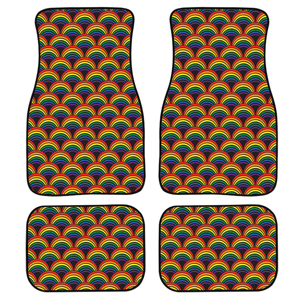 Rainbow Gay Pride Pattern Print Front And Back Car Floor Mats, Front Car Mat