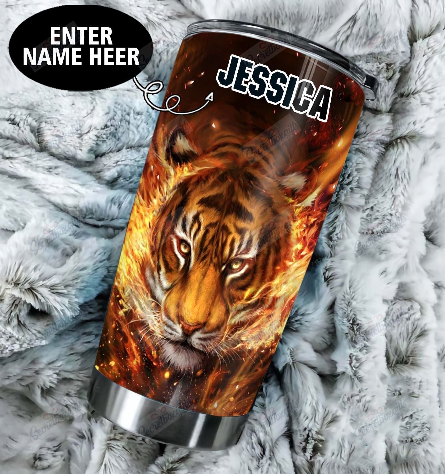 Tiger Personalized Bbb2509121Mh Stainless Steel Tumbler Travel Customize Name, Text, Number, Image