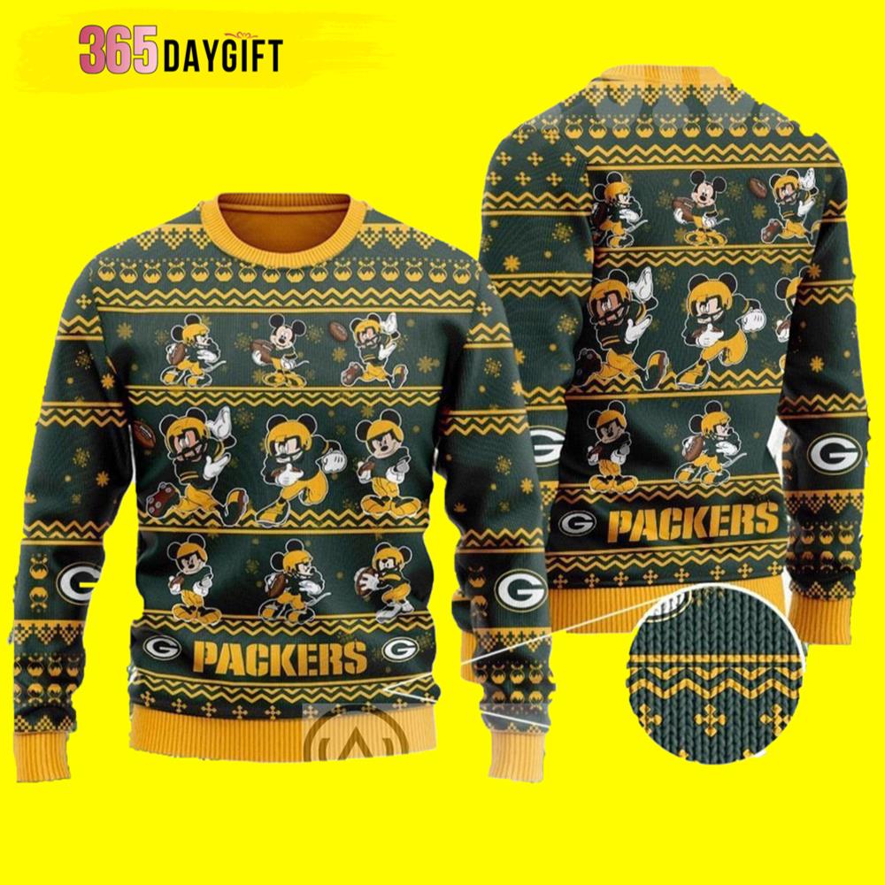 Jack Skellington Party Green Bay Packers Gift For Fan Ugly Wool Sweater Christmas