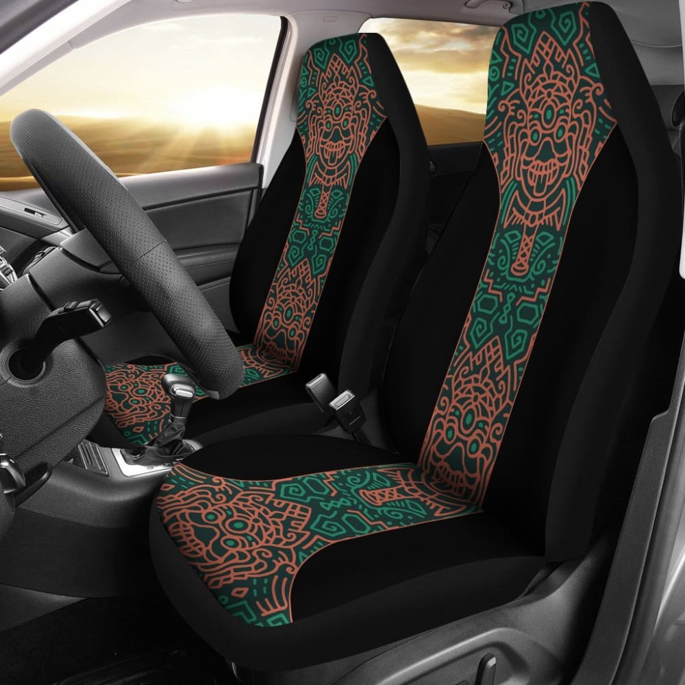 Aztec Elephant Black Burnt Orange Green Car Seat Covers 101819