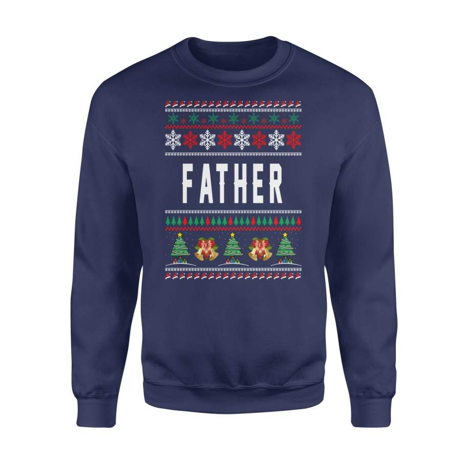 Father Ugly Christmas Family Jingle Bells Hat Snowflakes Christmas Tree Holiday Christmas X-Mas Sweatshirt T Shirt Christmas Gift Ideas