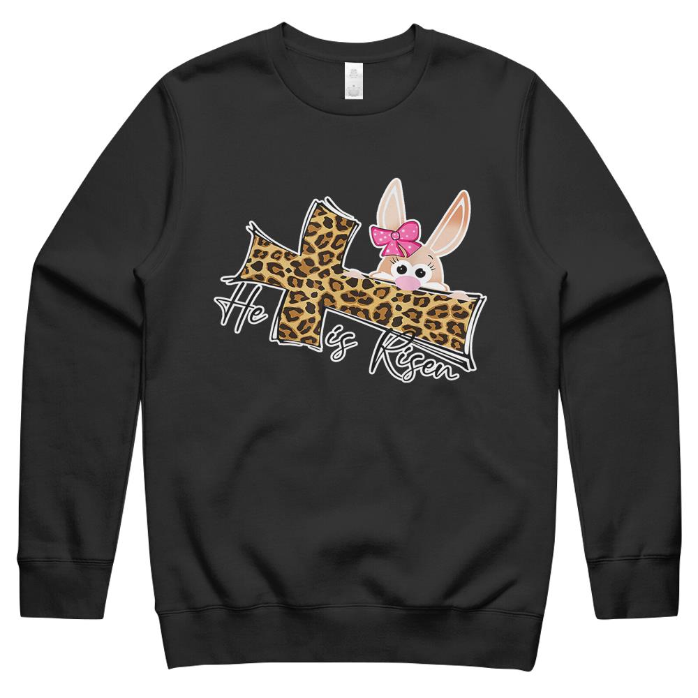 Easter For Christian Teen Girls Mom He Is Risen Leopard Crewneck Sweatshirt