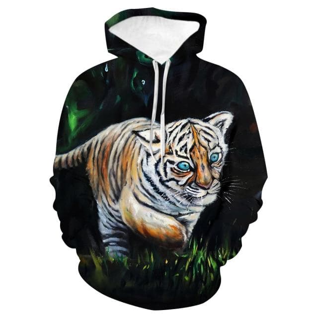 Interesting Tigers Play Water 3D Hoodies Fashion Streetwear Man Woman Long Sleeve Pullover Sweatshirt