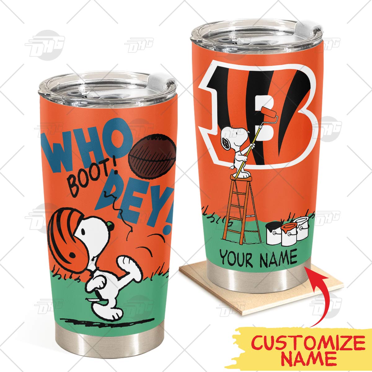 Personalize Cincinnati Bengals Tumbler Snoopy Stainless Steel Tumbler 20Oz 30Oz Best Gift