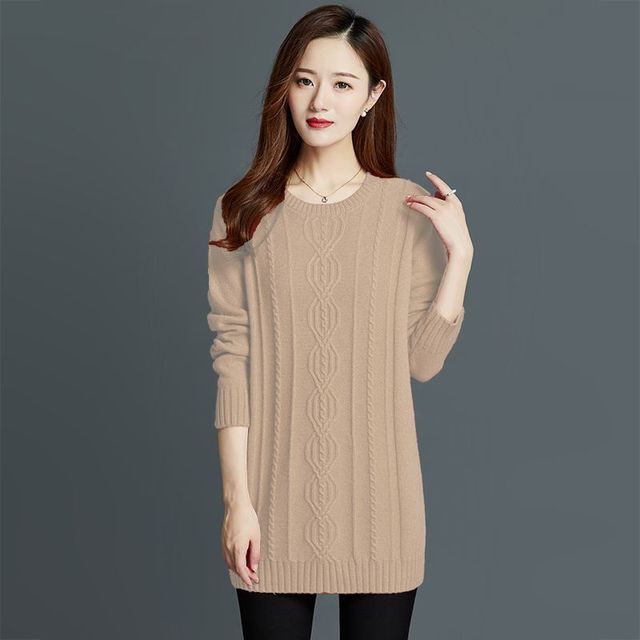 Sweater Women’s Pullover Knitwear Loose Solid Color Top All-match Korean V-Neck Long Knit Sweater Thick Bottoming Jumper Pull alx