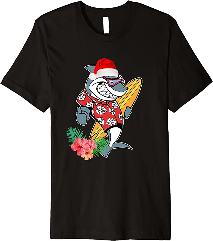 Christmas in July Santa Shark Hawaiian Surfing – Summer Surf Premium T-Shirt