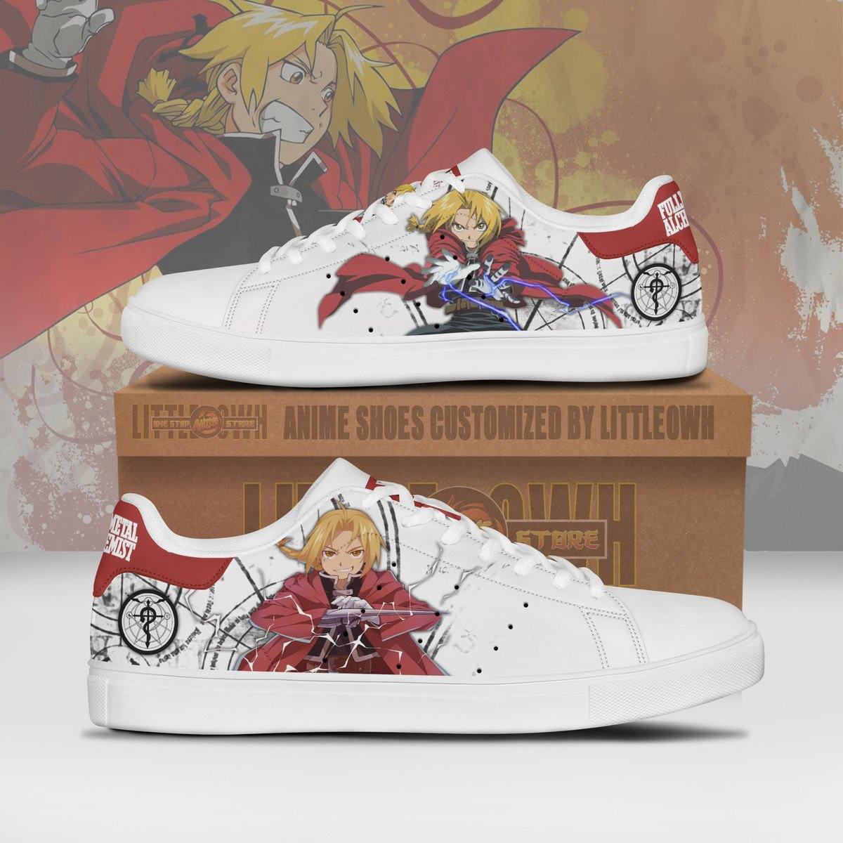 Fullmetal Alchemist Edward Elric Skateboard Shoes Custom Anime Sneakers