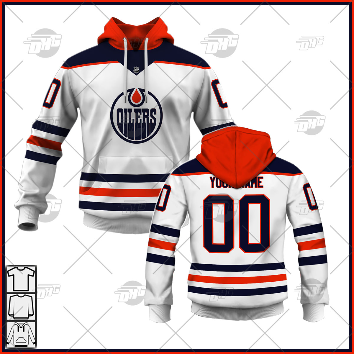 Personalized Mens Edmonton Oilers 2022 Orange Away Jersey Personalize Hoodie