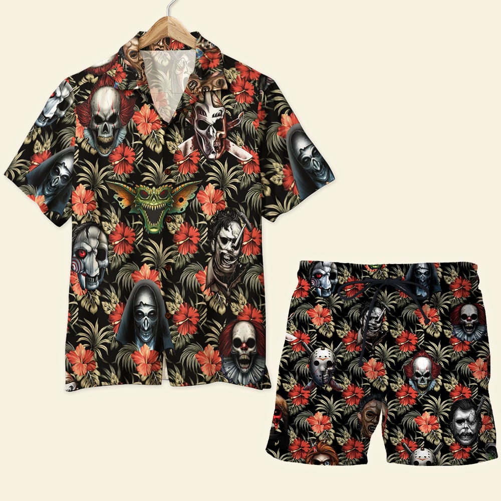 Horror Movie Film Hawaii Shirt And Men Beach Shorts 2 Ha67691