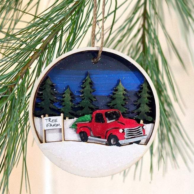 Tree Farm Visit Ornament Christmas Ornament Christmas Gift Ideas Ceramic Circle Ornament