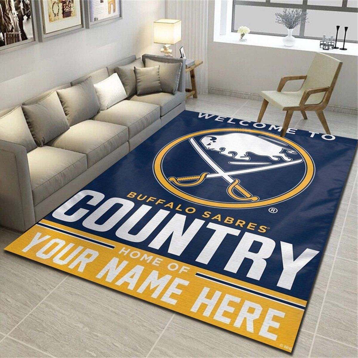 Buffalo Sabres Personalized Area Rug, Team Living Room Carpet, Customized Fan Cave Floor Mat