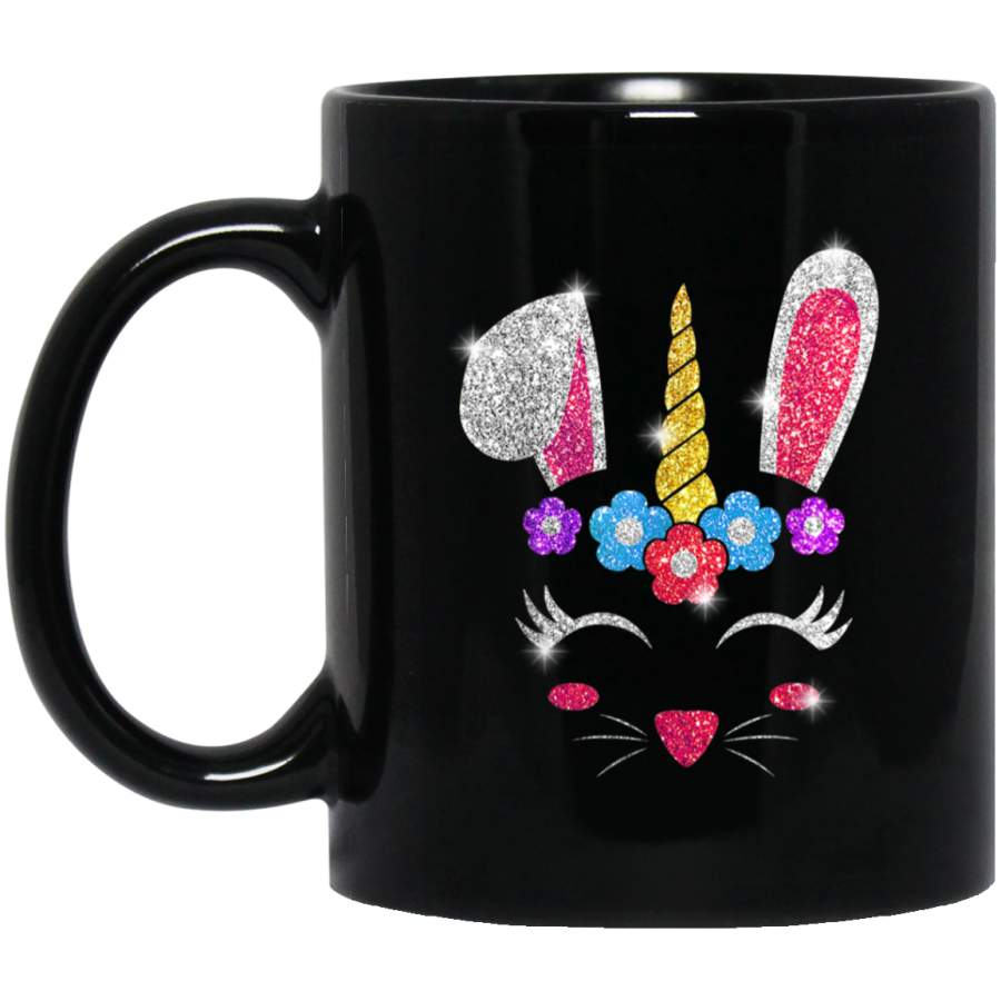 Rabbit Bunny Unicorn Easter day 2019 Mug Gift Girl Kid 11 oz 15 oz Black Mug