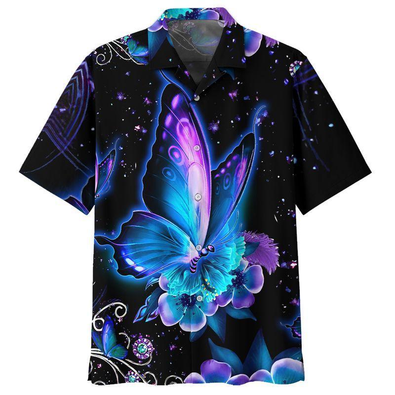 Hippie Butterfly Hawaii Unisex Print Aloha Short Sleeve Casual Shirt Ha53277