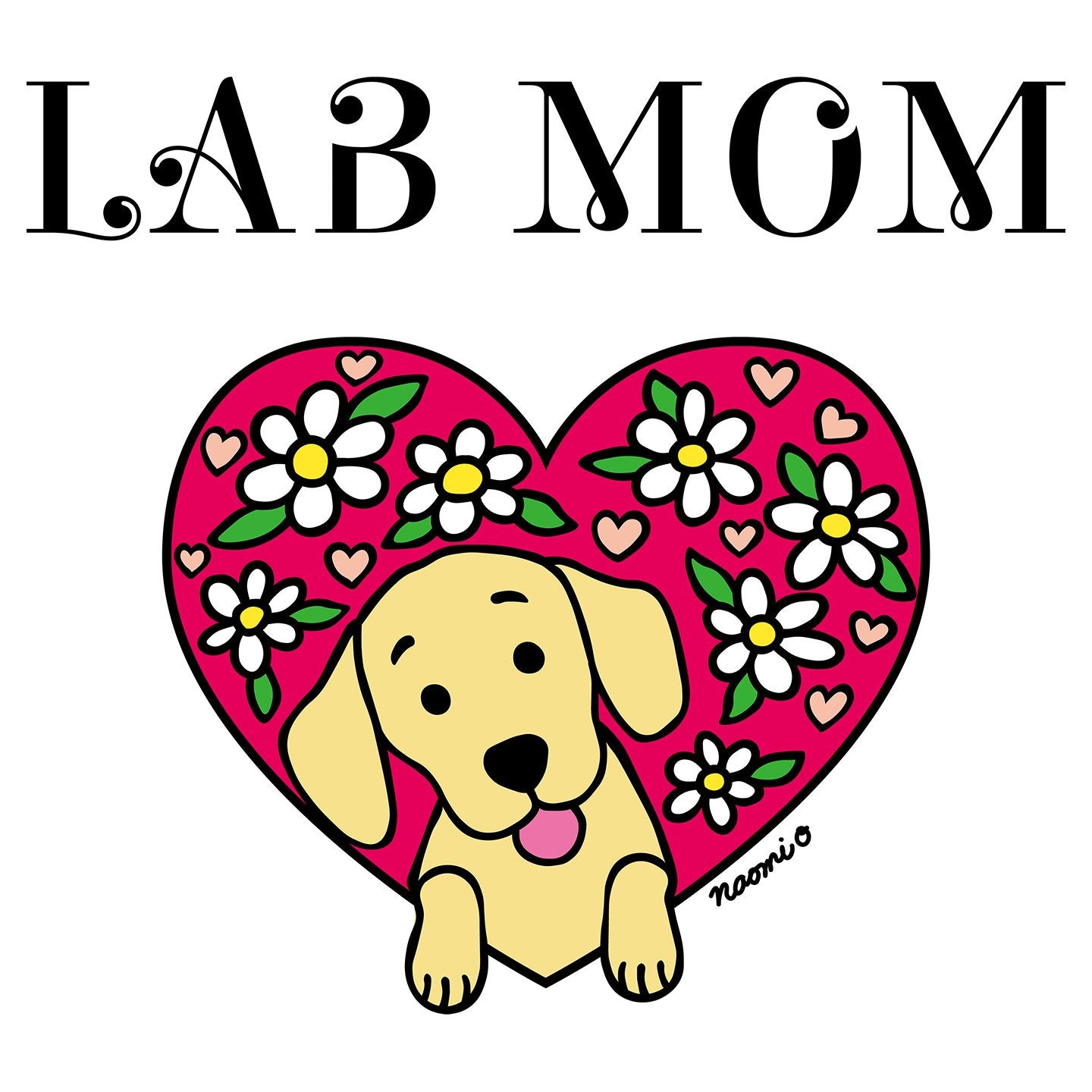 Flower Heart Yellow Lab Mom – Women’s V-Neck T-Shirt