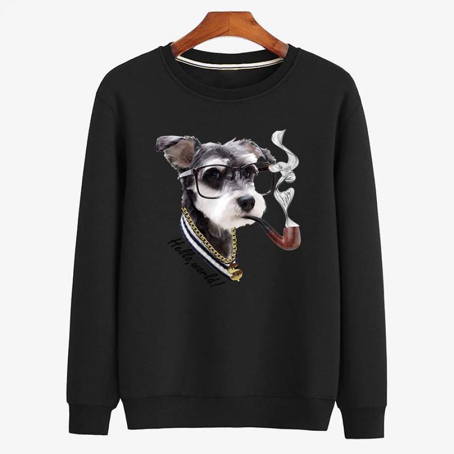 Schnauzer Dog Sweatshirt Cool Animal Sweatshirt Cotton Sweatshirt for Adult