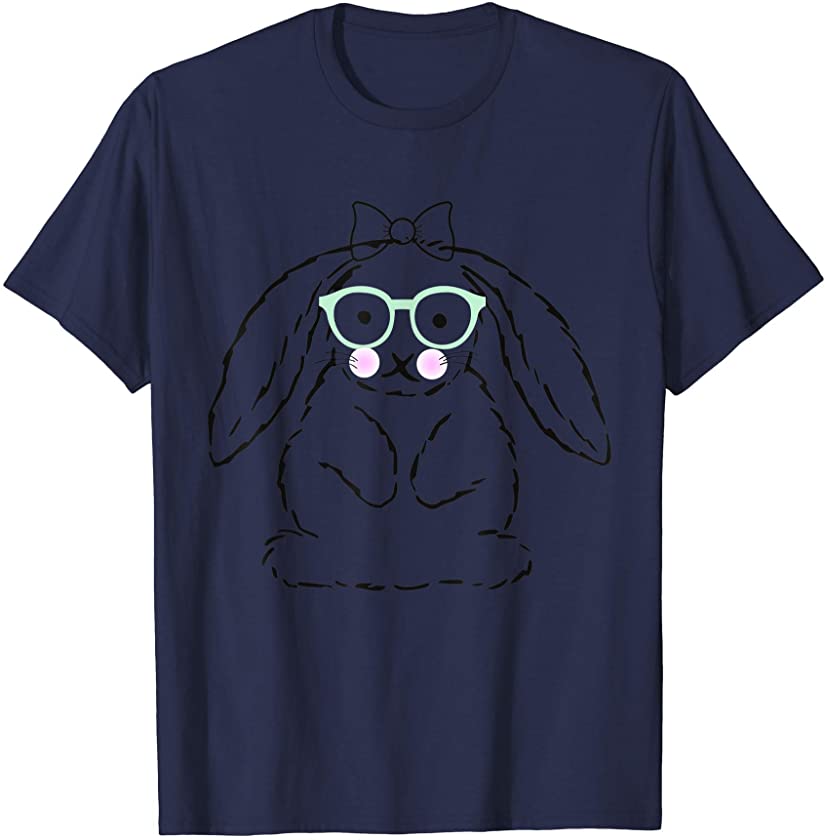 Cute Funny Bunny with Glasses Easter Day T-Shirt