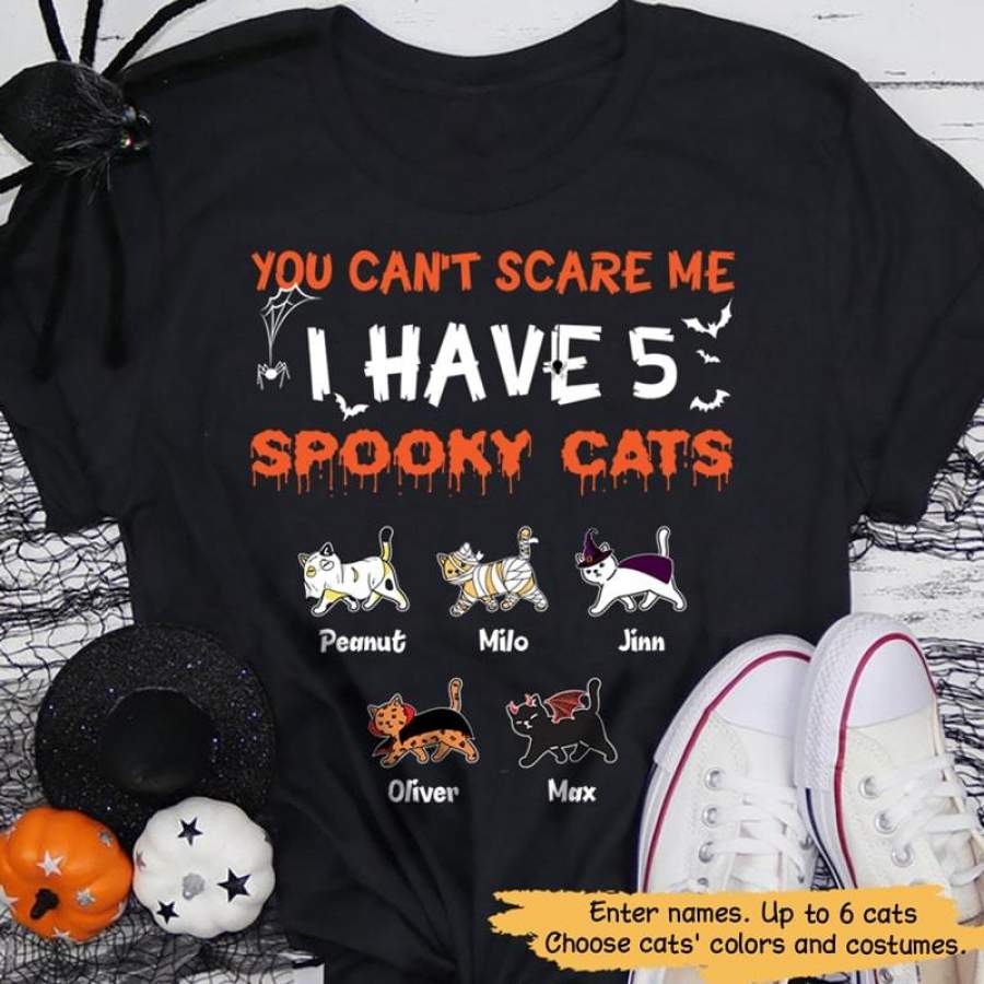 You Can‘t Scare Me Halloween Spooky Cats Personalized Shirt