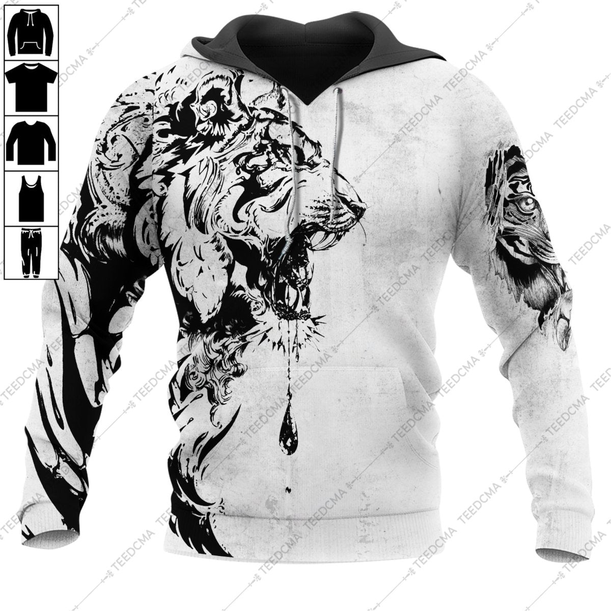 Tiger Tattoo Style 3D All Over Printed Apparel