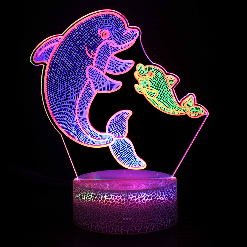 3D Dolphin Mermaid Table Lamp Colourful LED Lights For Home Room Decor Touch Remote Control Timing Night Lights Holiday Gift alx