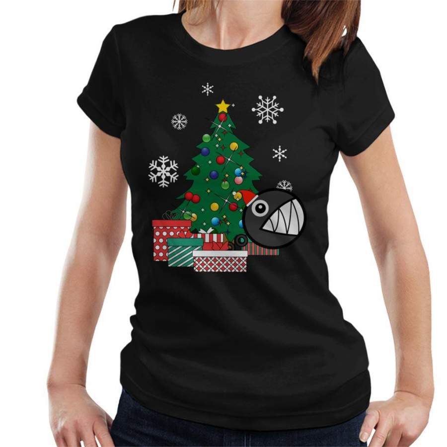 Chain Chomp Around The Christmas Tree Mario Women’s T-Shirt