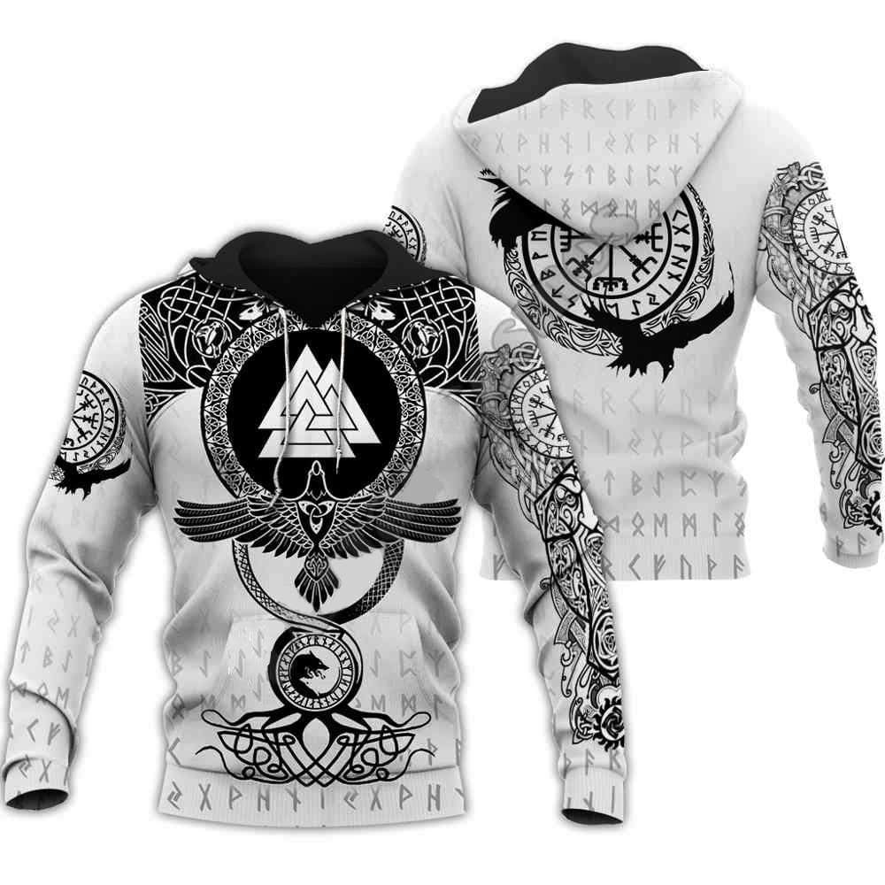 Viking Warrior Tattoo wolf & raven Hoodie 3D #V - TattoosCafe