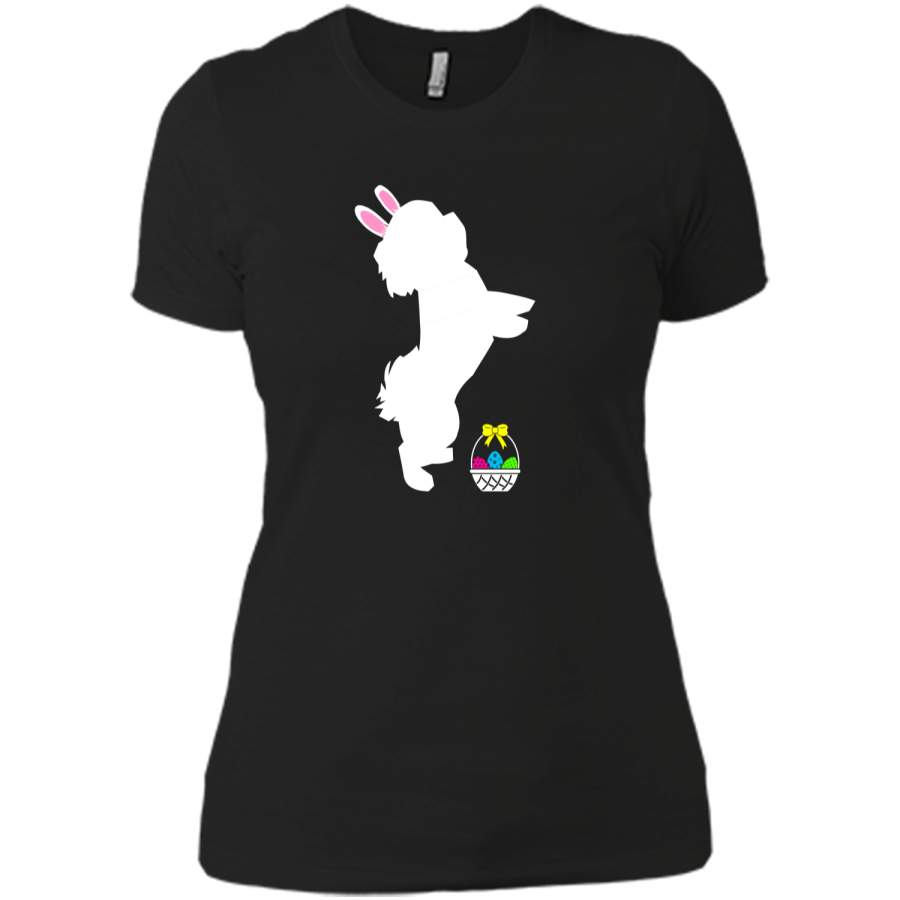 Bichon Frise Easter Bunny Dog Silhouette T-Shirt Next Level Ladies Boyfriend Tee