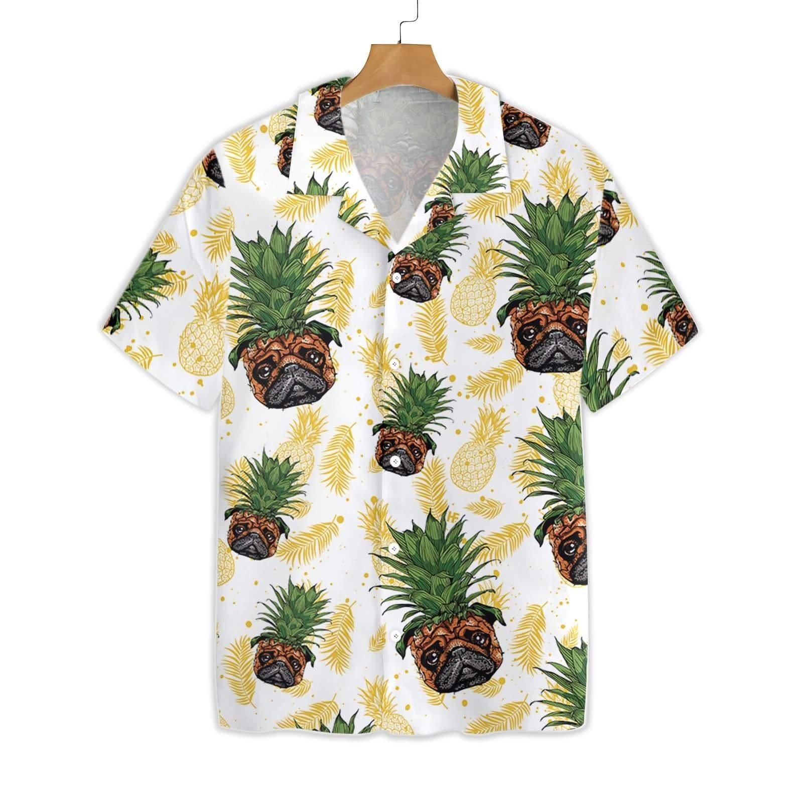 Pug Pineapple Head Seamless Dogs 2710 Hawaii Shirt Ha53197