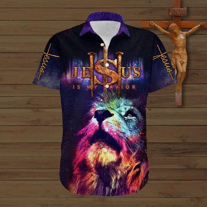 Galaxy Lion Jesus My Savior Hawaii Aloha Shirts Kv Ha4895